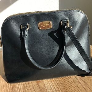 MK black leather bag